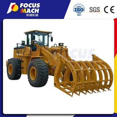 le chargeur de roue d'embout avant de 15t 20t 23t avec le grappin de rondin/bois de construction attaquent